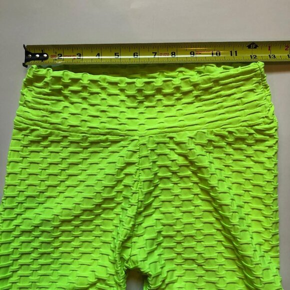 Chartreuse, lemon-lime, waffle knit, Leggings, Size Large, No brand tag. - Picture 4 of 8